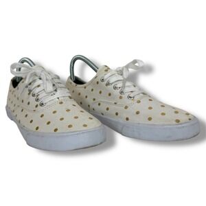 Prince & Fox Sneakers Women's‎ 10 White Gold Polka Dot Low Top Y2K Retro
